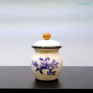 جاادویه لعابی خمره‌ای  کوچک گل آبی مدل یونی‌سان